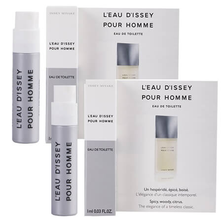 Issey Miyake  L'eau D'issey Pour Homme EDT 1 ml x 2 กลิ่นคลาสสิกไร้กาลเวลา ความรู้สึกของความแข็งแกร่งและความสดชื่นของน้ำตกภูเขา บ่งบอกถึงความเป็นผู้ชายได้อย่างดี กลิ่นหอมติดทนนานตลอดวัน